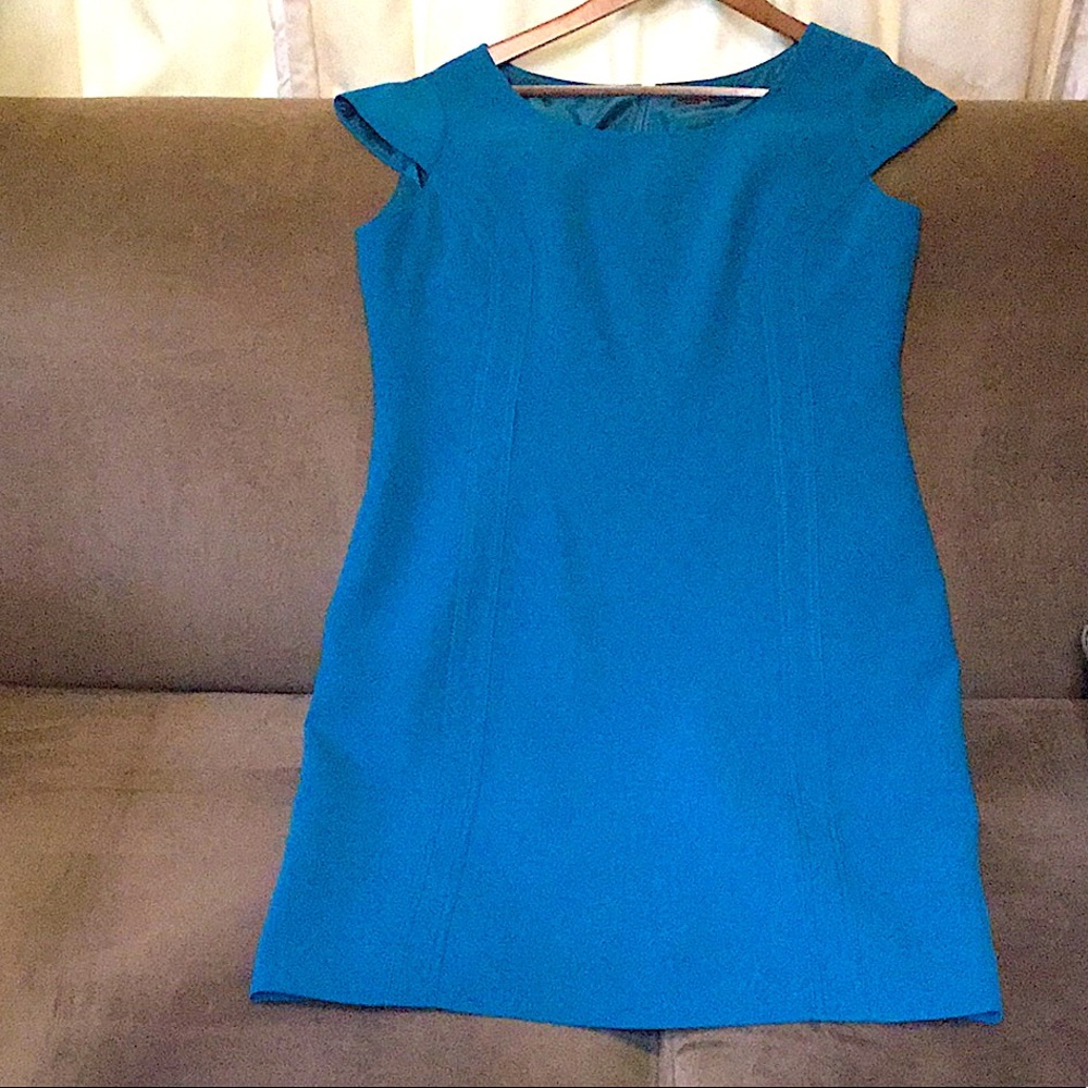 Turquoise capped sleeve dress